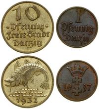 Polska, zestaw: 1 fenig 1937 i 10 fenigów 1932