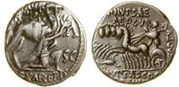 denar 58 pne, Rzym, Aw: Wielbłąd, poniżej klęczą