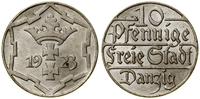 10 fenigów 1923, Berlin, herb Gdańska, bardzo ła