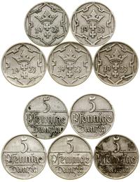 Polska, zestaw: 5 x 5 fenigów, 1923