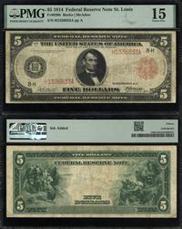 5 dolarów 1914, seria H 1336833 A, czerwona piec