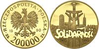 200.000 złotych 1990, Solidarność, złoto 31.22 g