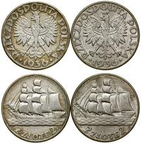 zestaw: 2 x 2 złote 1936, Warszawa, Żaglowiec, r