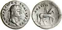 denar (76–77), Rzym, Aw: Głowa cezara w wieńcu w