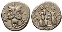 denar 119 pne, Rzym, Aw: Głowa Janusa, Rw: Roma 