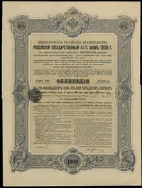 Rosja, 4 1/2 % obligacja na 187 rubli i 50 kopiejek = 500 franków, 1909