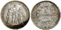 5 franków 1874 A, Paryż, srebro, 24.97 g, przeta