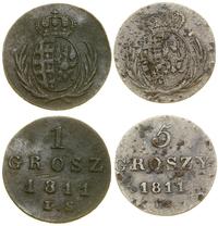 Polska, zestaw 2 monet: 1 grosz oraz 5 groszy, 1811 IS
