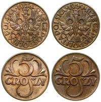 zestaw: 2 x 5 groszy 1938 i 1939, Warszawa, raze
