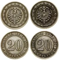 Cesarstwo Niemieckie, zestaw: 2 x 20 fenigów, 1887 i 1888 A