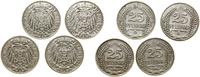 Cesarstwo Niemieckie, zestaw: 4 x 25 fenigów, 1909 A, 1910 D, 1911 D, 1912 A
