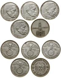 zestaw: 5 x 2 marki 1934–1939, różne mennice, w 