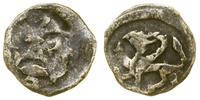 denar XIV w., Aw: Brama z trzema wieżami, w świe