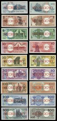 komplet obiegowych banknotów serii miasta polski