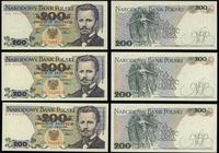 3 x 200 złotych 1.06.1986, serie DG, 2 x DN, raz