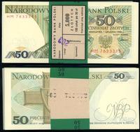 Polska, paczka 100 x 50 złotych z banderolą NBP, 1.12.1988