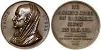 Francja, medal z serii wybitni francuzi poświęcony XII wiecznemu francuskiemu kronikarzowi Sugerowi, 1820