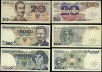 zestaw 3 banknotów 1982–1988, w zestawie: 20 zło