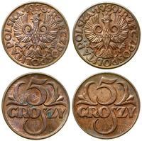 Polska, lot 2 x 5 groszy, 1938, 1939