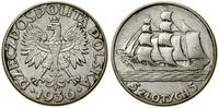 5 złotych 1936, Warszawa, Żaglowiec, przetarty, 