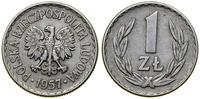 1 złoty 1957, Warszawa, aluminium, przetarte, rz