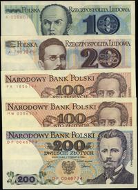 zestaw 5 banknotów 1982–1986, w zestawie: 10 zło