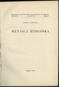 wydawnictwa polskie, Gumowski Marian – Mennica bydgoska, Toruń 1955