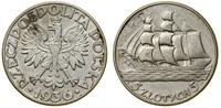 5 złotych 1936, Warszawa, Żaglowiec, przetarte, 