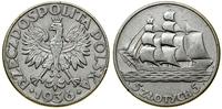 5 złotych 1936, Warszawa, Żaglowiec, czyszczone,