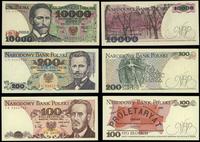 zestaw 3 banknotów 1988, 100 zł 1988 TB, 200 zł 