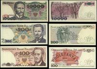 zestaw 3 banknotów 1988, 100 zł 1988 TB, 200 zł 