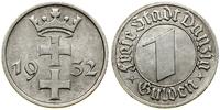 1 gulden 1932, Berlin, herb Gdańska, piękny, AKS