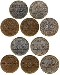 Polska, zestaw: 5 x 5 groszy, 1925–1939