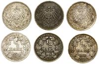 zestaw 3 x 1/2 marki 1905 A, 1906 A, 1909 A, Ber