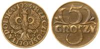 5 groszy 1934, Warszawa, patyna, rzadki rocznik,