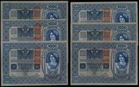 Austria, zestaw: 6 x 1.000 koron, 2.01.1902 (1919)