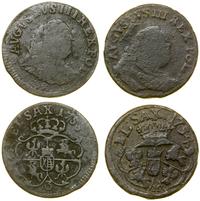 Polska, zestaw 2 x 3 szelągi miedziane (grosz), 1754 H (Gubin) / 1755 