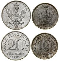 Polska, zestaw: 20 i 10 fenigów, 1917