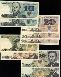 Polska, zestaw 9 banknotów, 1976–1982