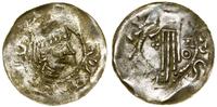 denar XI w., Aw: Popiersie w wysokiej koronie w 