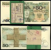 Polska, zestaw: 100 x 50 złotych z banderolą NBP, 1.12.1988
