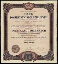 Polska, 5 akcji po 500 złotych = 2.500 złotych, 1929