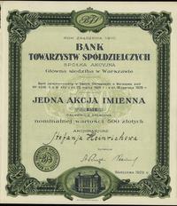 Polska, akcja imienna na 500 złotych, 1929