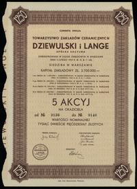 Polska, 5 akcji po 250 złotych = 1.250 złotych, 1937