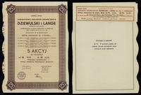 5 akcji po 250 złotych = 1.250 złotych 1937, War