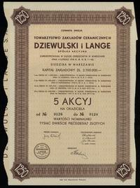 Polska, 5 akcji po 250 złotych = 1.250 złotych, 1937