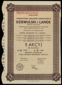 Polska, 5 akcji po 250 złotych = 1.250 złotych, 1937