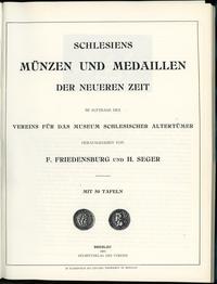 wydawnictwa zagraniczne, Friedensburg Ferdinand, Seger Hans - Schlesiens Münzen und Medaillen der N..
