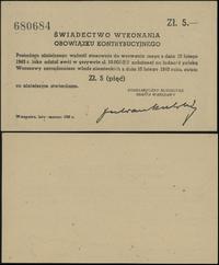 Polska, świadectwo wykonania obowiązku kontrybucyjnego na kwotę 5 złotych, 1943