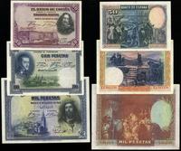 Hiszpania, zestaw 3 banknotów, 1925–1928